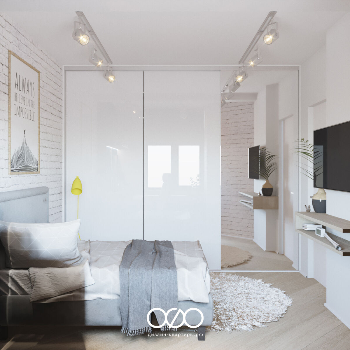 Дизайн-проект московской 2-комнатной квартиры в стиле современная классика в ЖК Загорье