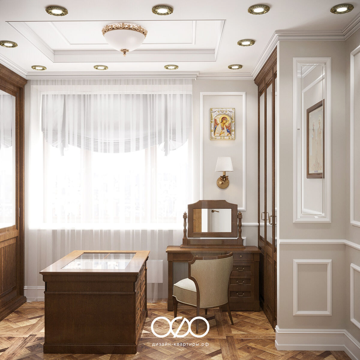 Дизайн-проект четырёхкомнатной квартиры в классическом стиле по ул. Чаянова в Москве 