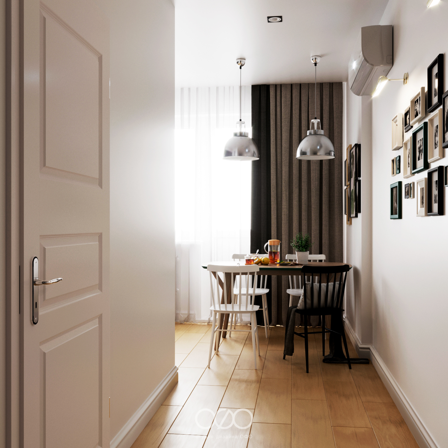 Дизайн-проект 1-комнатной квартиры в скандинавском стиле ЖК Победа