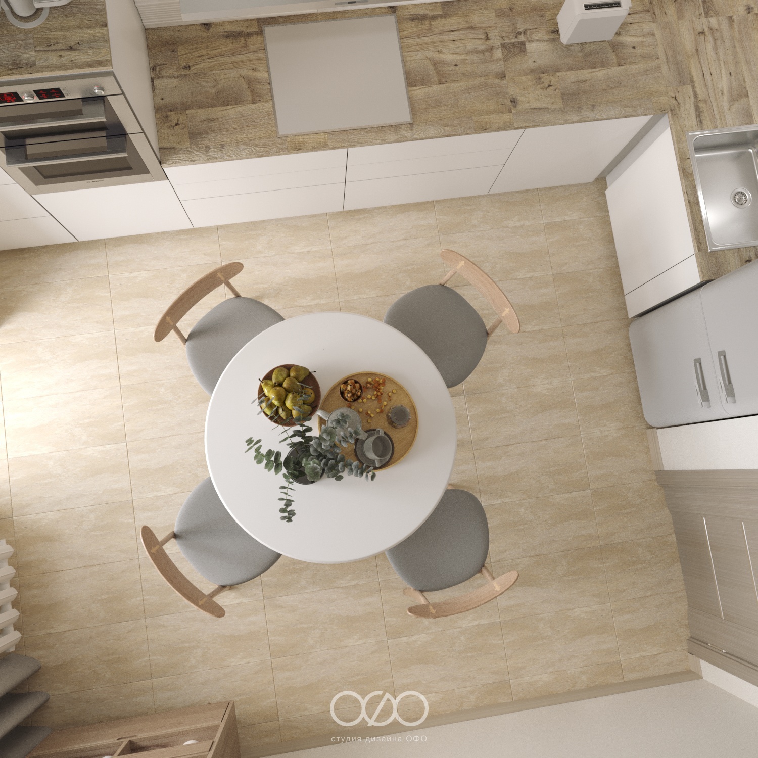 Дизайн угловой кухни с холодильни&shy;ком