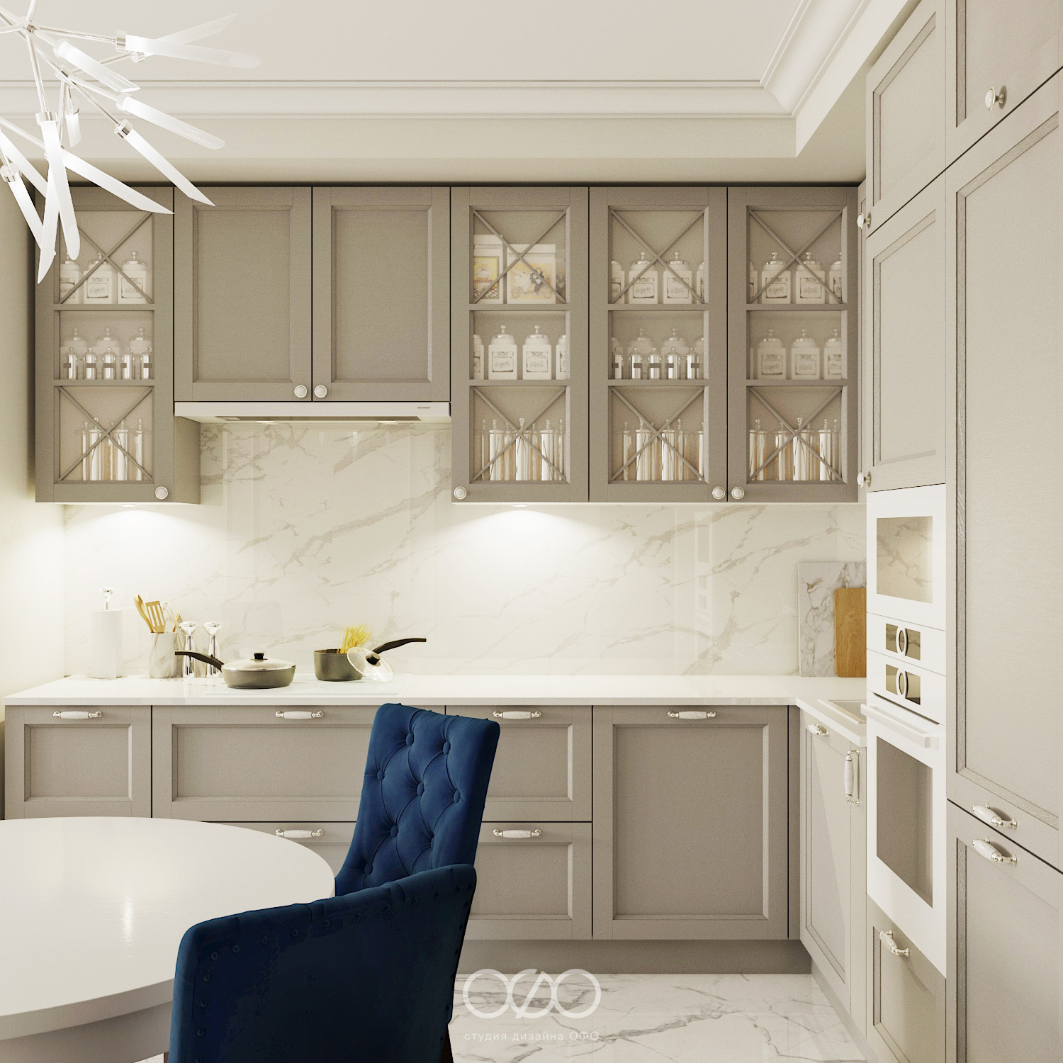 Дизайн кухни в стиле неоклассика для квартиры