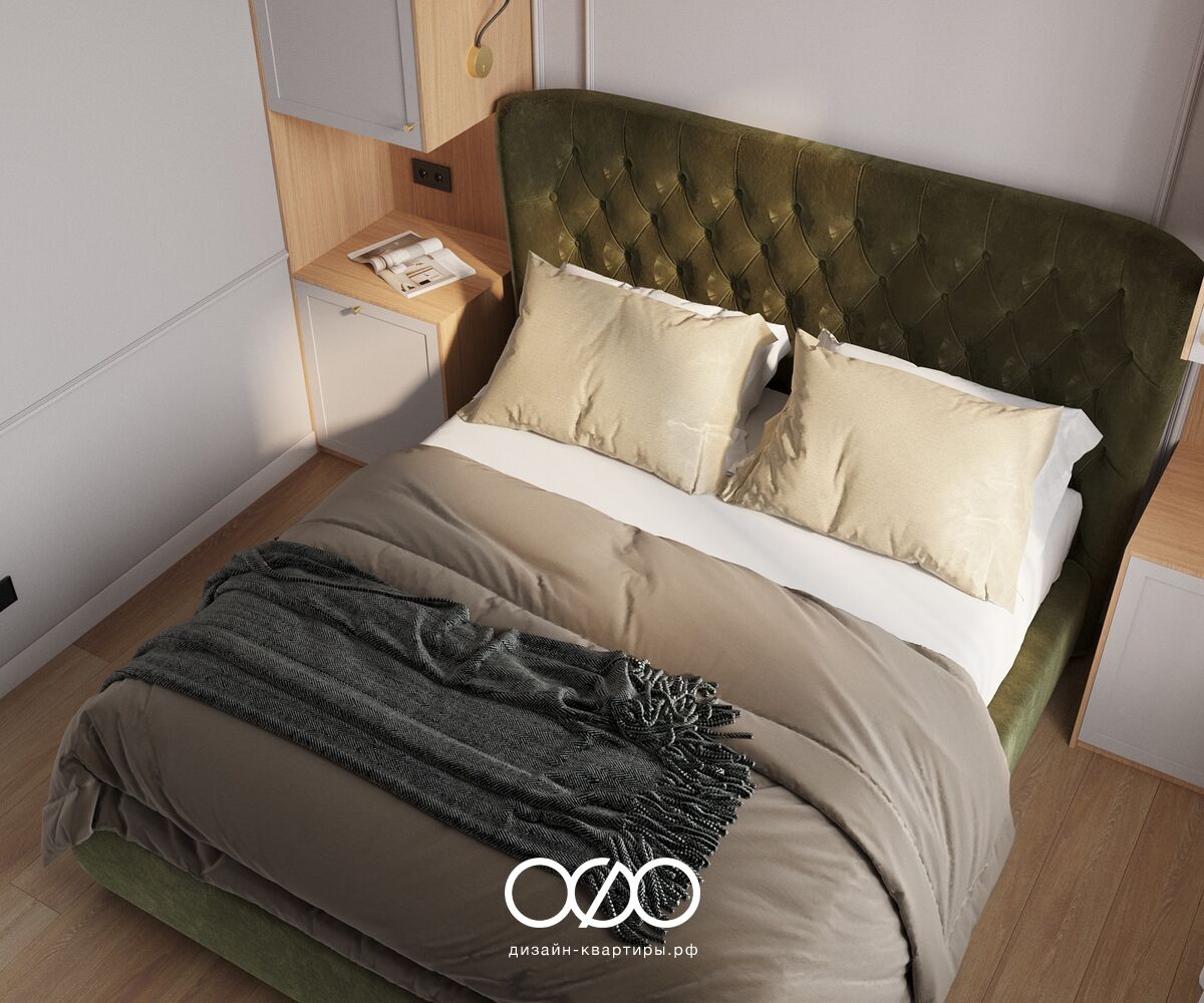 Дизайн серо-бежевой спальни