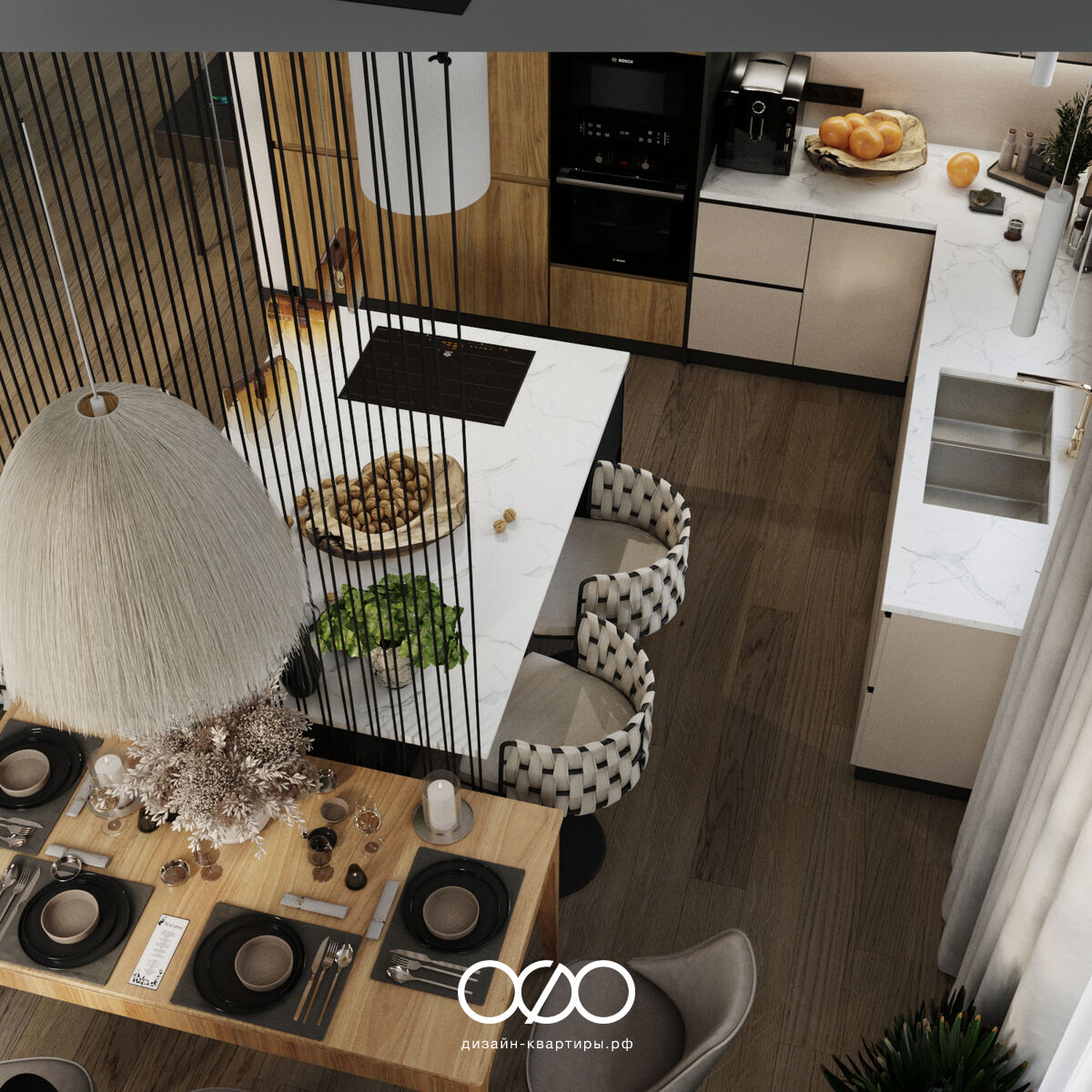 Дизайн квартиры с большой кухней