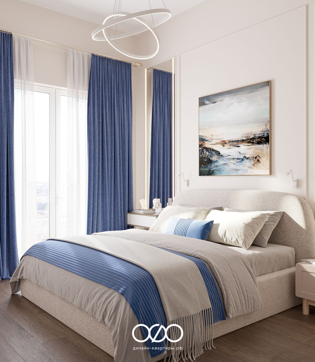 Дизайн спальни в синих тонах