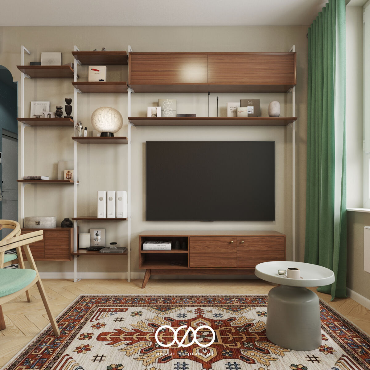Дизайн квартиры 75 м² в Москве для семьи с ребёнком. Эклектика, яркость и комфорт под ключ. Интерьер, в который хочется возвращаться.