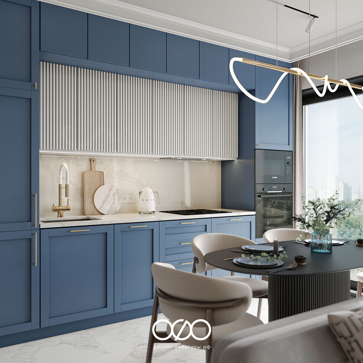 Актуальный дизайн трёшки 61 м² в ЖК City Bay, Москва. Тёплая палитра, умные решения и «под ключ». Закажите дизайн-проект в студии «Печёный».