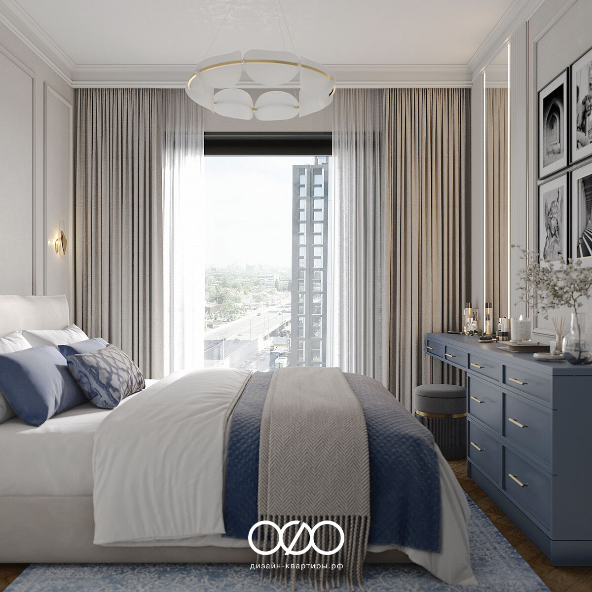 Актуальный дизайн трёшки 61 м² в ЖК City Bay, Москва. Тёплая палитра, умные решения и «под ключ». Закажите дизайн-проект в студии «Печёный».