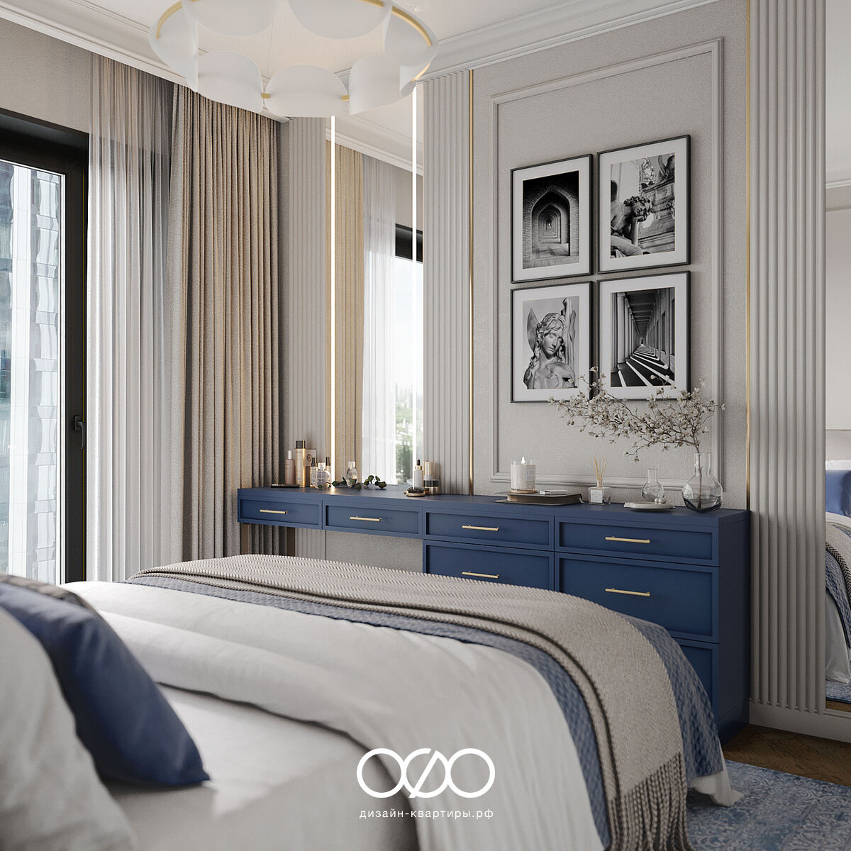 Актуальный дизайн трёшки 61 м² в ЖК City Bay, Москва. Тёплая палитра, умные решения и «под ключ». Закажите дизайн-проект в студии «Печёный».