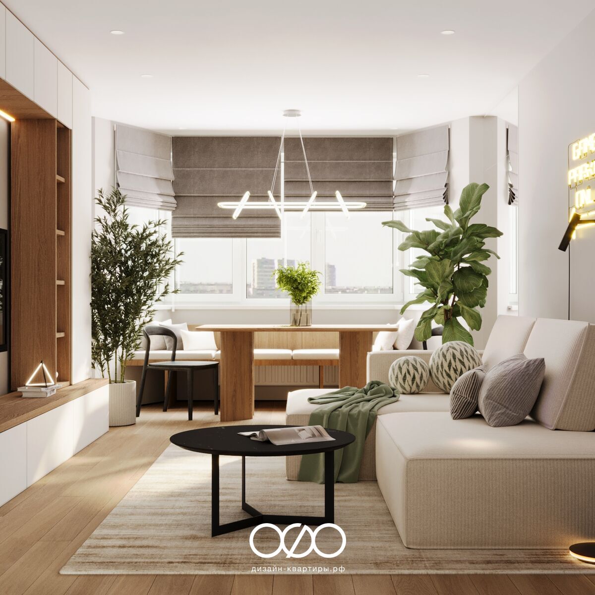 Дизайн-проект 4-комнатной квартиры 80 м² в Москве. Грамотная перепланировка и светлый современный интерьер для семьи с детьми.