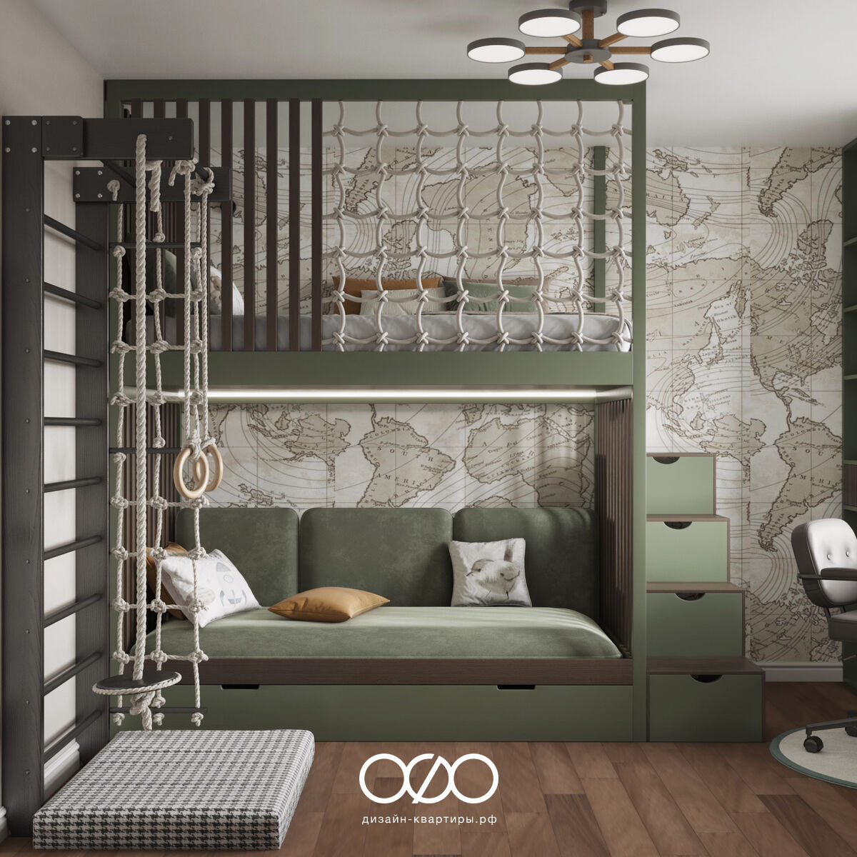 Дизайн двухуровневой квартиры 150 м² в Москве. Удобная планировка, лестница, яркие акценты и продуманный интерьер для семьи с детьми.