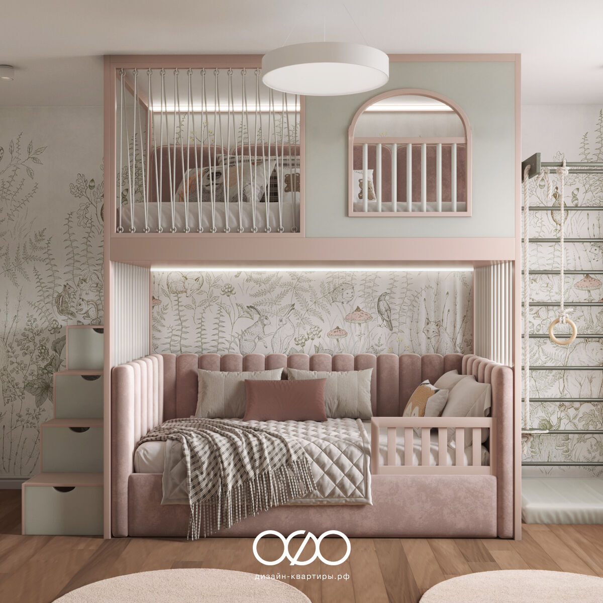 Дизайн двухуровневой квартиры 150 м² в Москве. Удобная планировка, лестница, яркие акценты и продуманный интерьер для семьи с детьми.