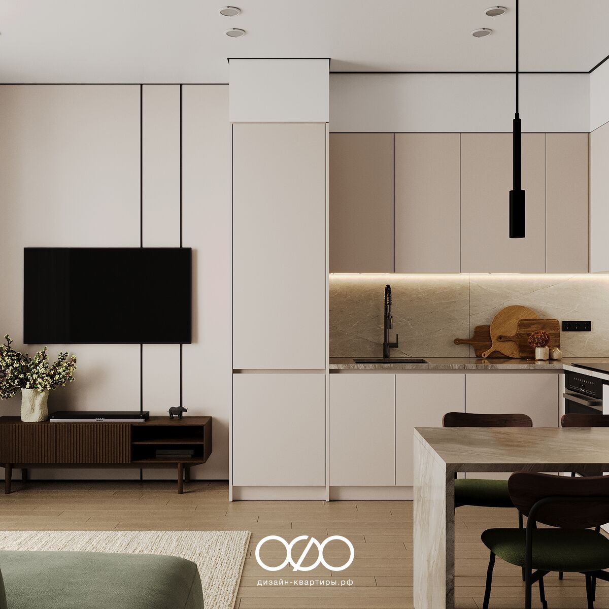 Дизайн квартиры 67 м² в ЖК Символ. Универсальный современный интерьер для аренды и жизни с продуманной планировкой. Закажите проект без ошибок.