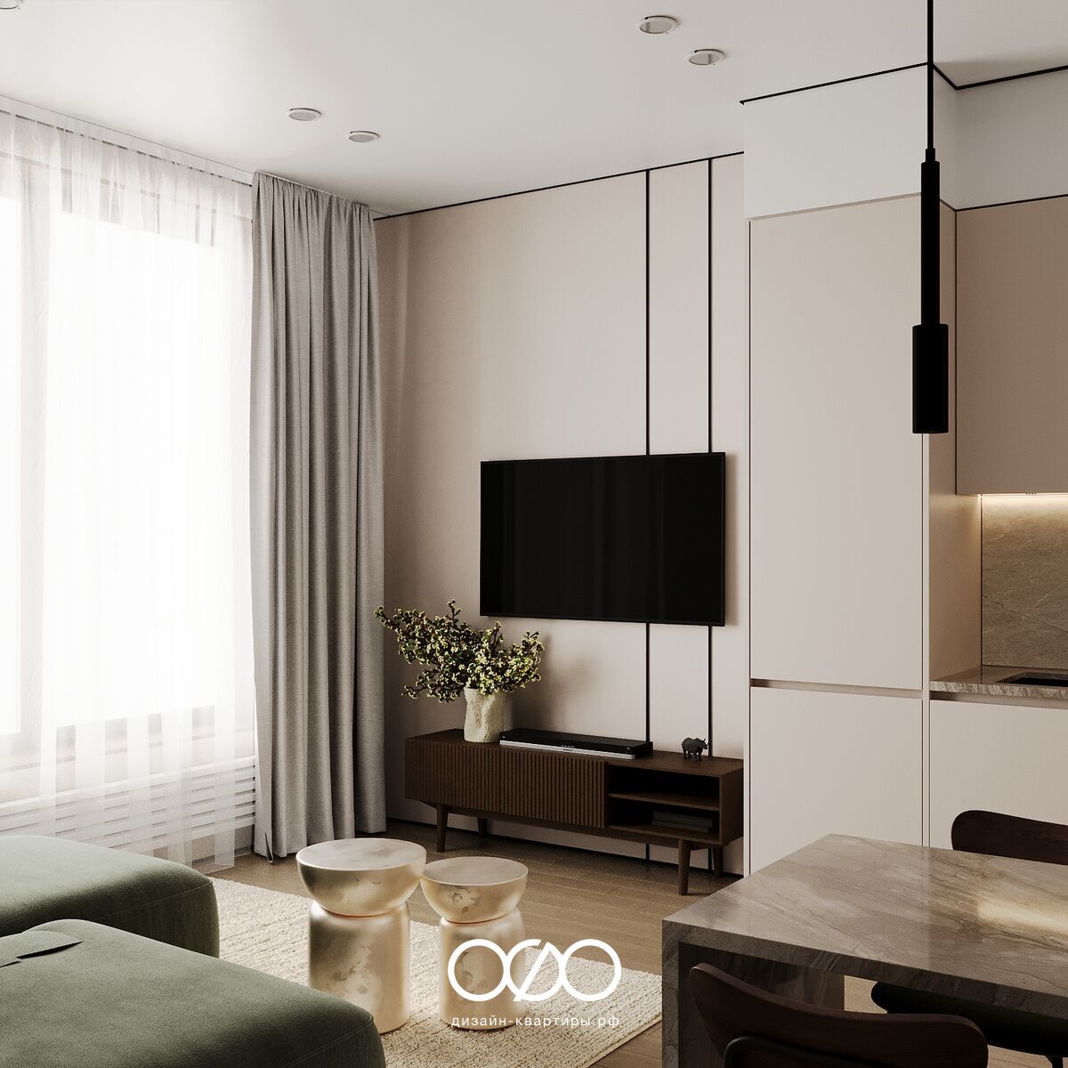 Дизайн квартиры 67 м² в ЖК Символ. Универсальный современный интерьер для аренды и жизни с продуманной планировкой. Закажите проект без ошибок.