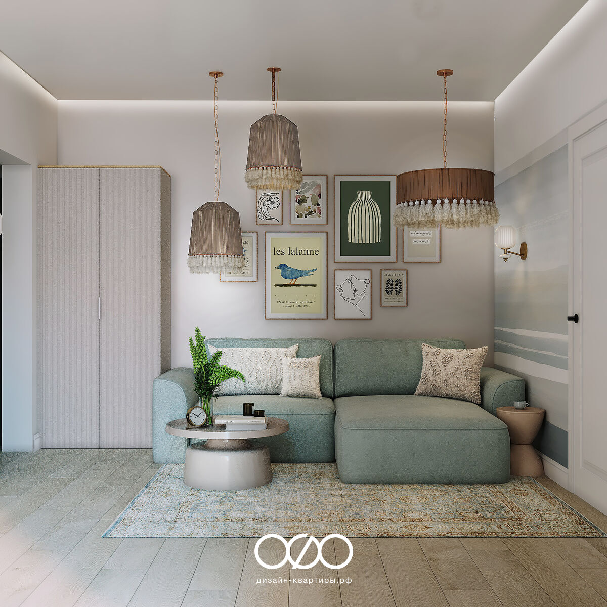 Дизайн квартиры 97 м² в Москве для семьи. Современный интерьер с элементами бохо и продуманной планировкой. Закажите проект без ошибок.