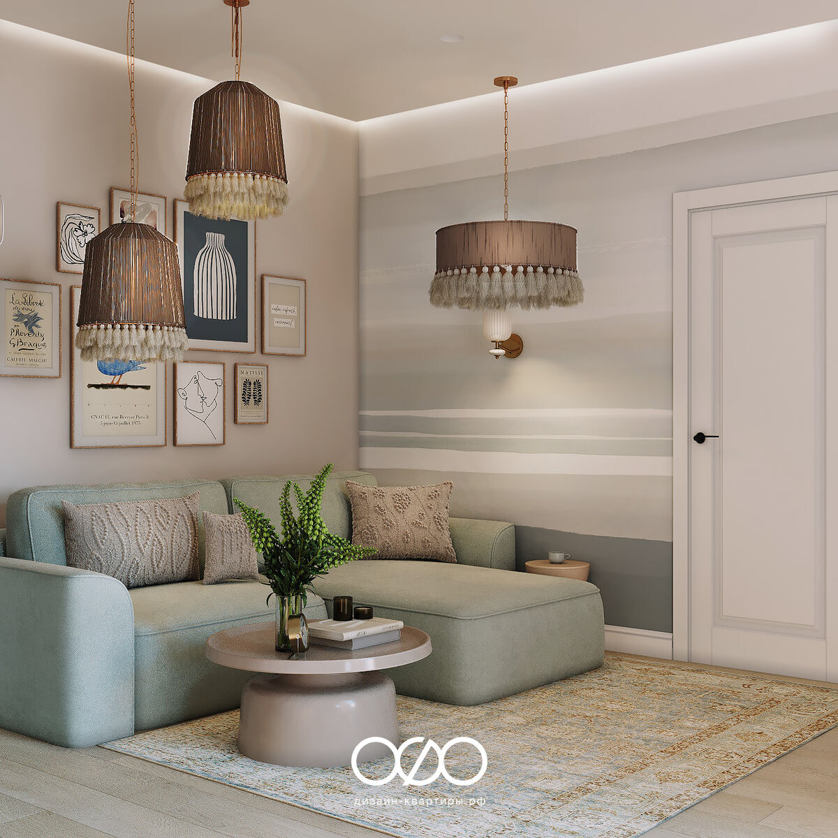 Дизайн квартиры 97 м² в Москве для семьи. Современный интерьер с элементами бохо и продуманной планировкой. Закажите проект без ошибок.